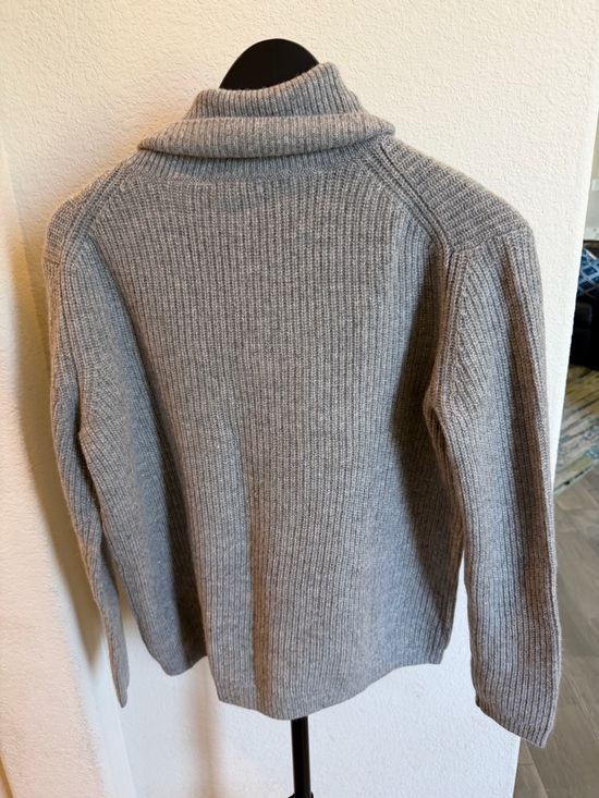 Quince Mongolian Cashmere Fisherman Turtleneck Sweater / Heather Grey / S - Picture 6 of 6